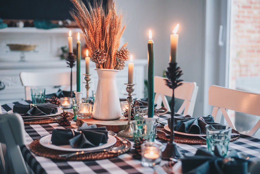 Dinner table decorated from Christmas