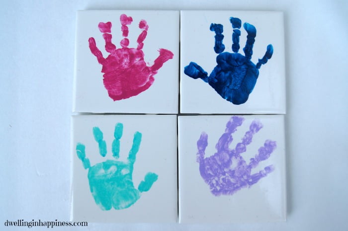 DIY Handprint coasters