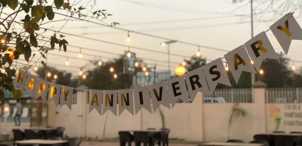 Happy anniversary outdoor party setup
