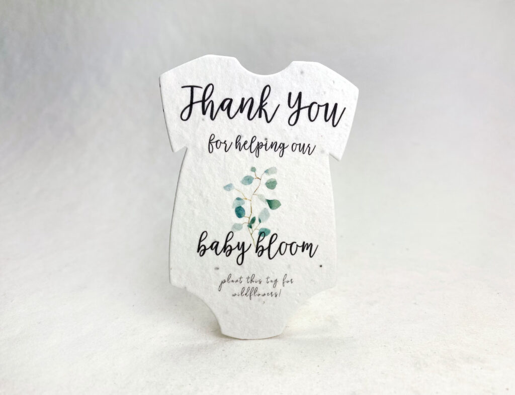 Bodysuit Shape Green Thank You Baby Blooms Seed Paper