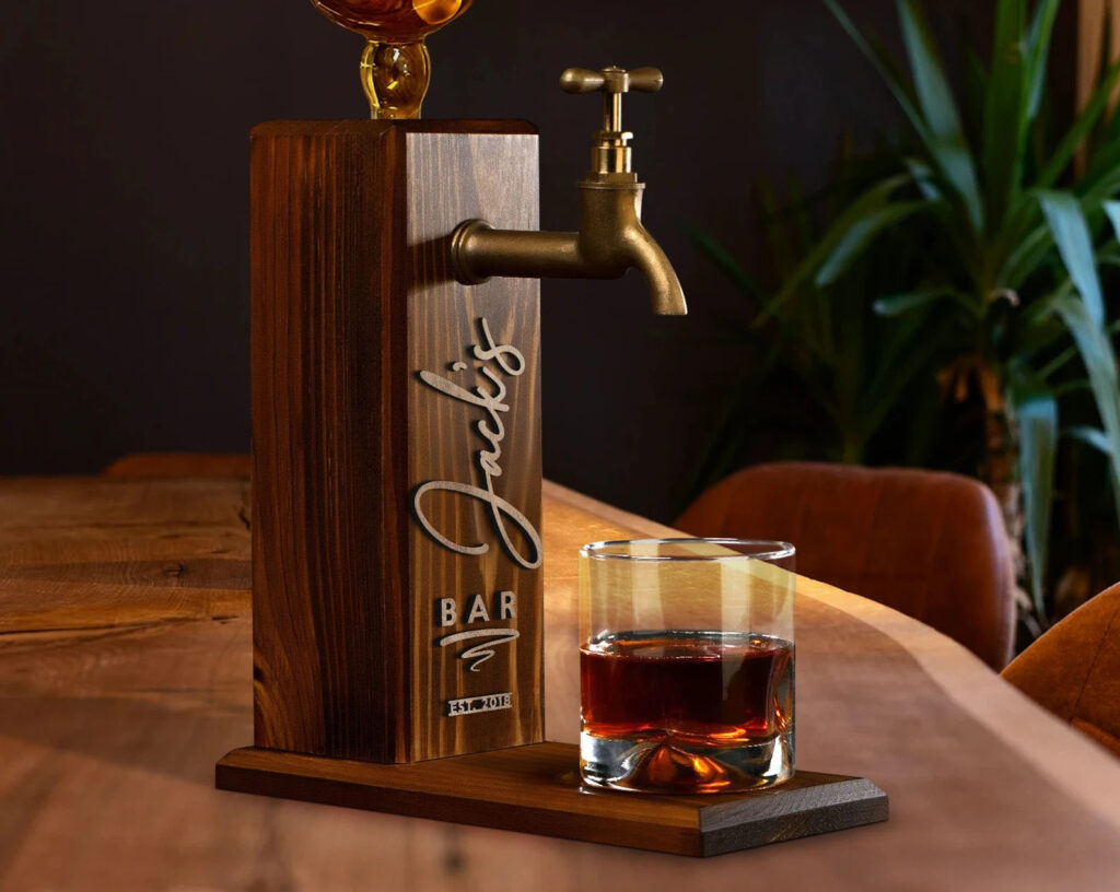 Personalized Embossed Named Wooden Whiskey Dispenser