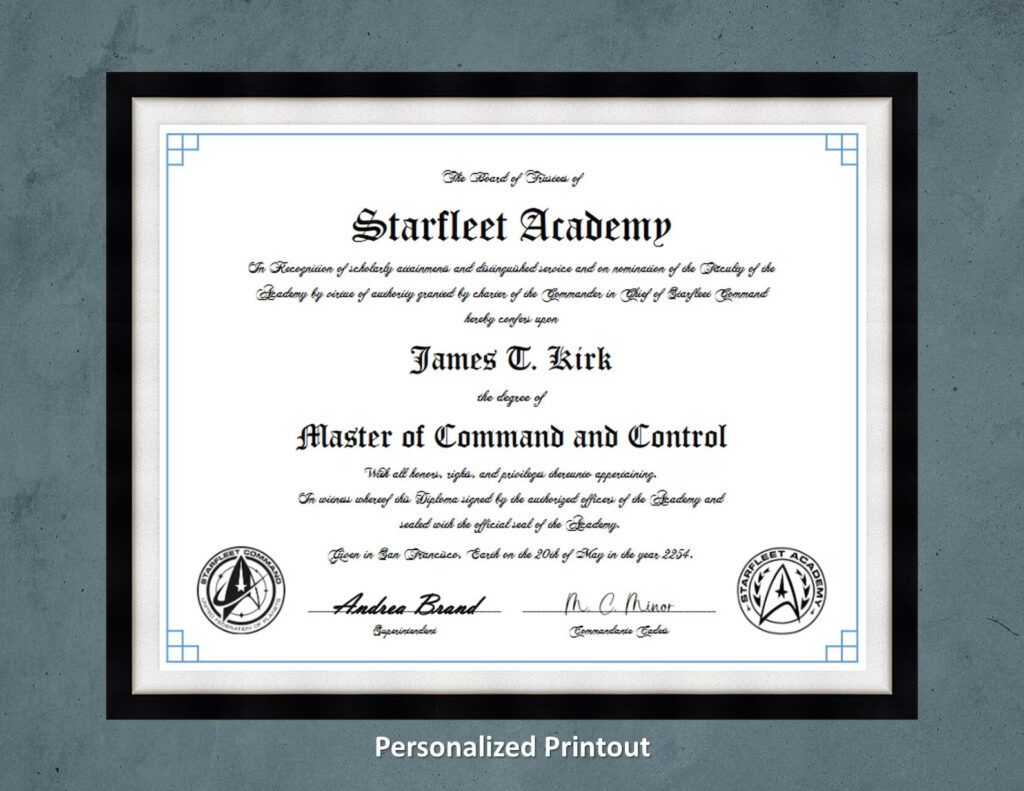 Starfleet Academy Certificate