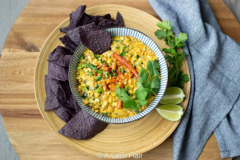 Creamy Elote (Corn) Dip with Poblano Peppers