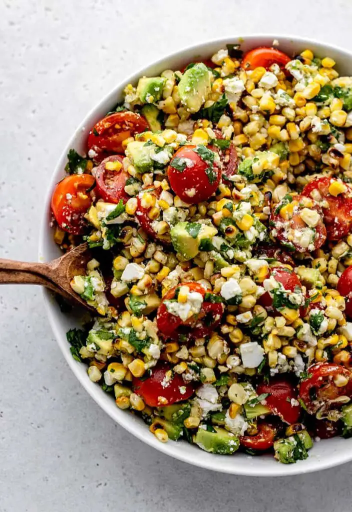 Grilled Corn Avocado Salad with Cilantro Lime Dressing