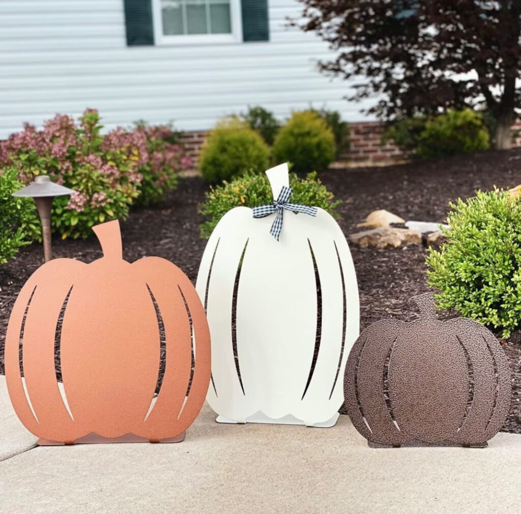 Free Standing Metal Pumpkin Decor