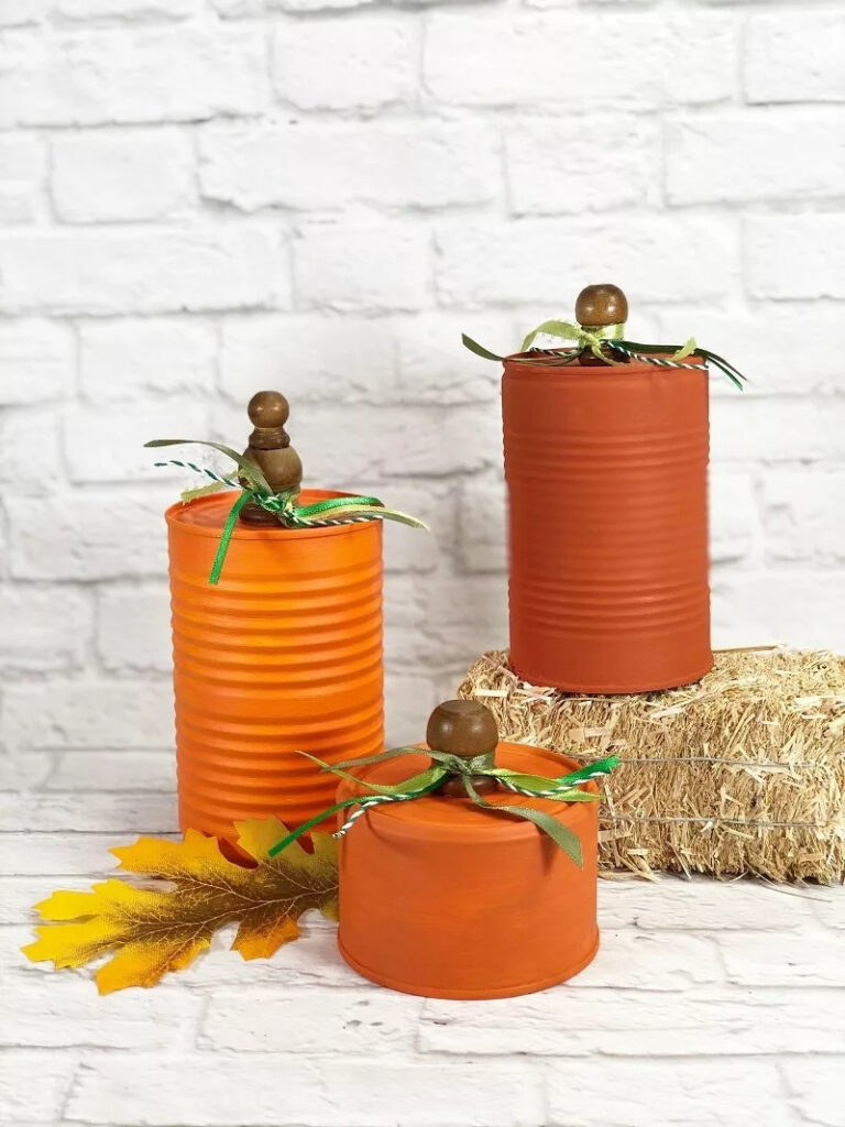 Recycled Tin Can Pumpkins