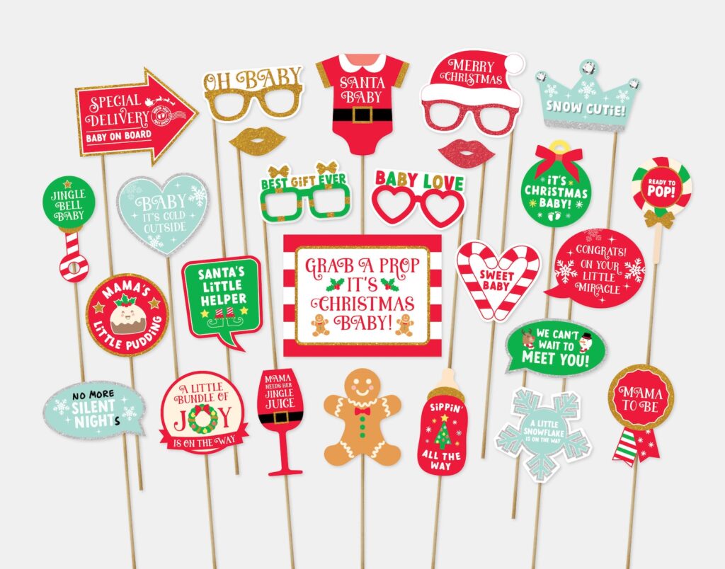 Christmas Baby Shower Photo Booth Props