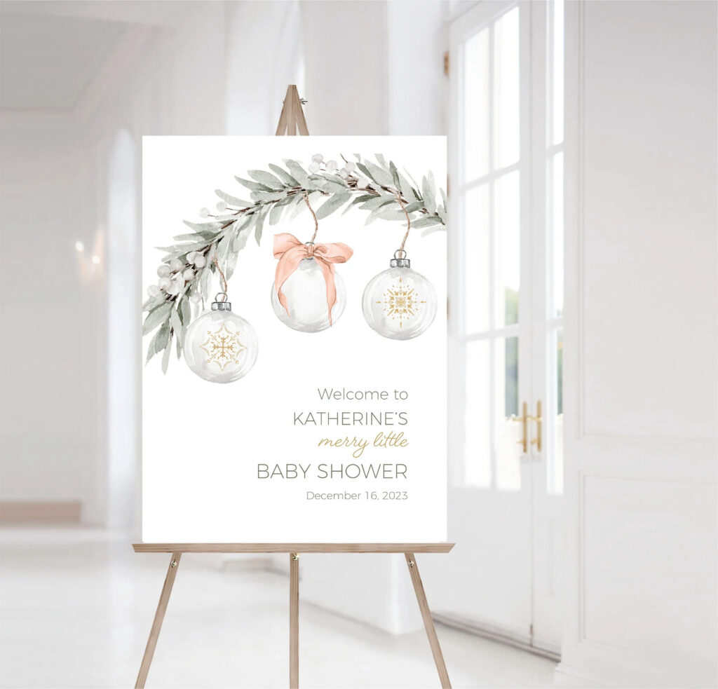 Christmas Baby shower Welcome Sign