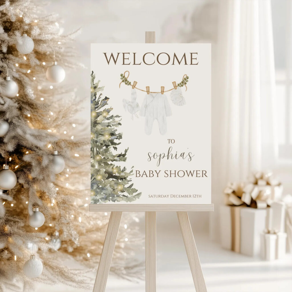 Christmas Baby shower Welcome Sign