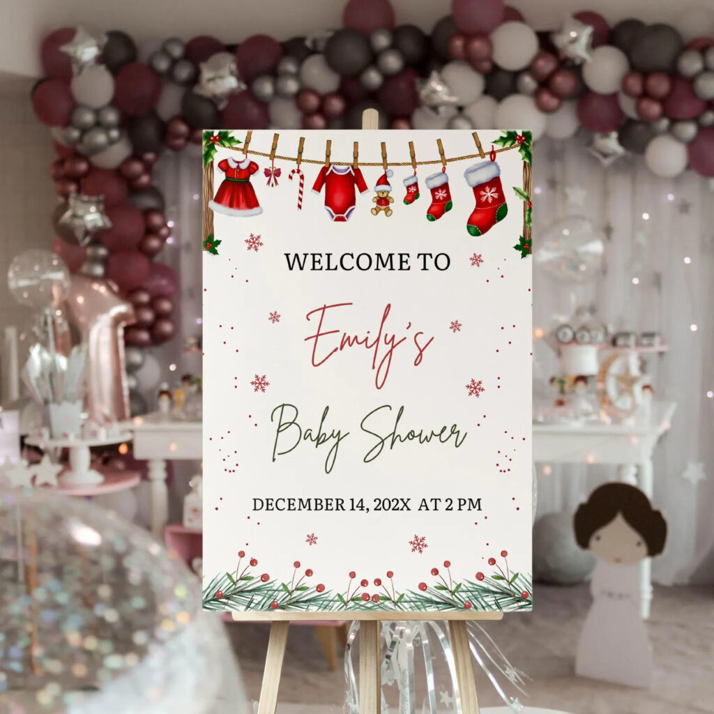 Christmas Baby shower Welcome Sign