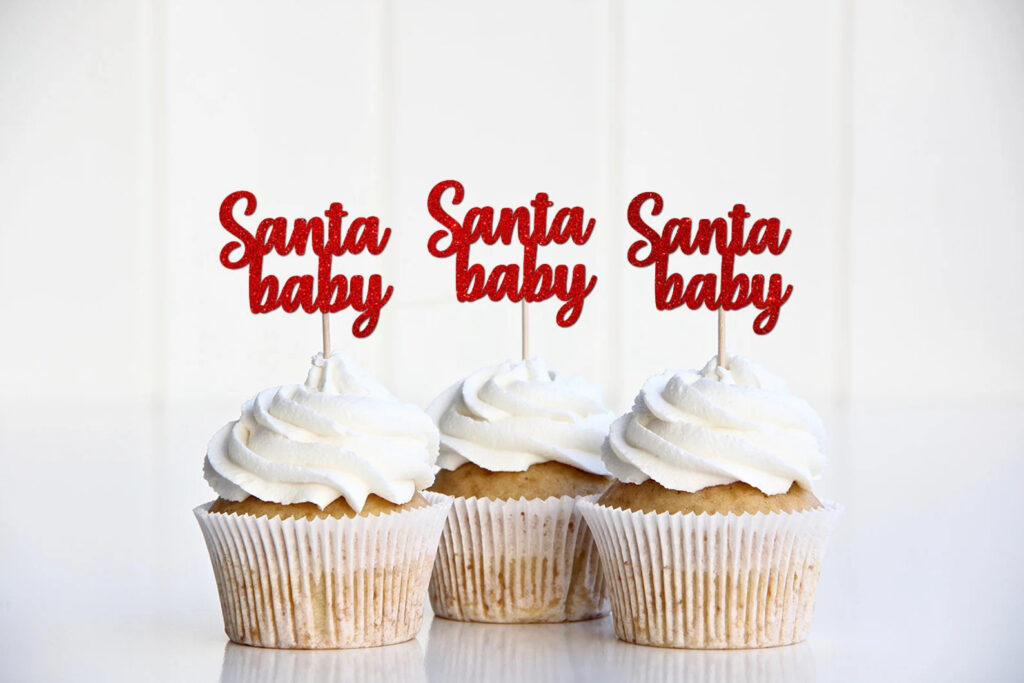 Santa Baby Shower decoration, cup cake toppers