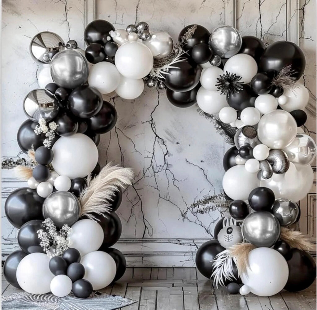 Black White Silver Balloon Garland