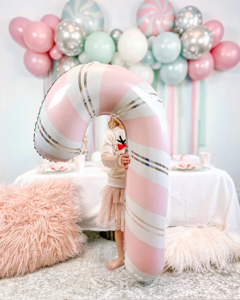 Pink Candy Cane Foil Balloon