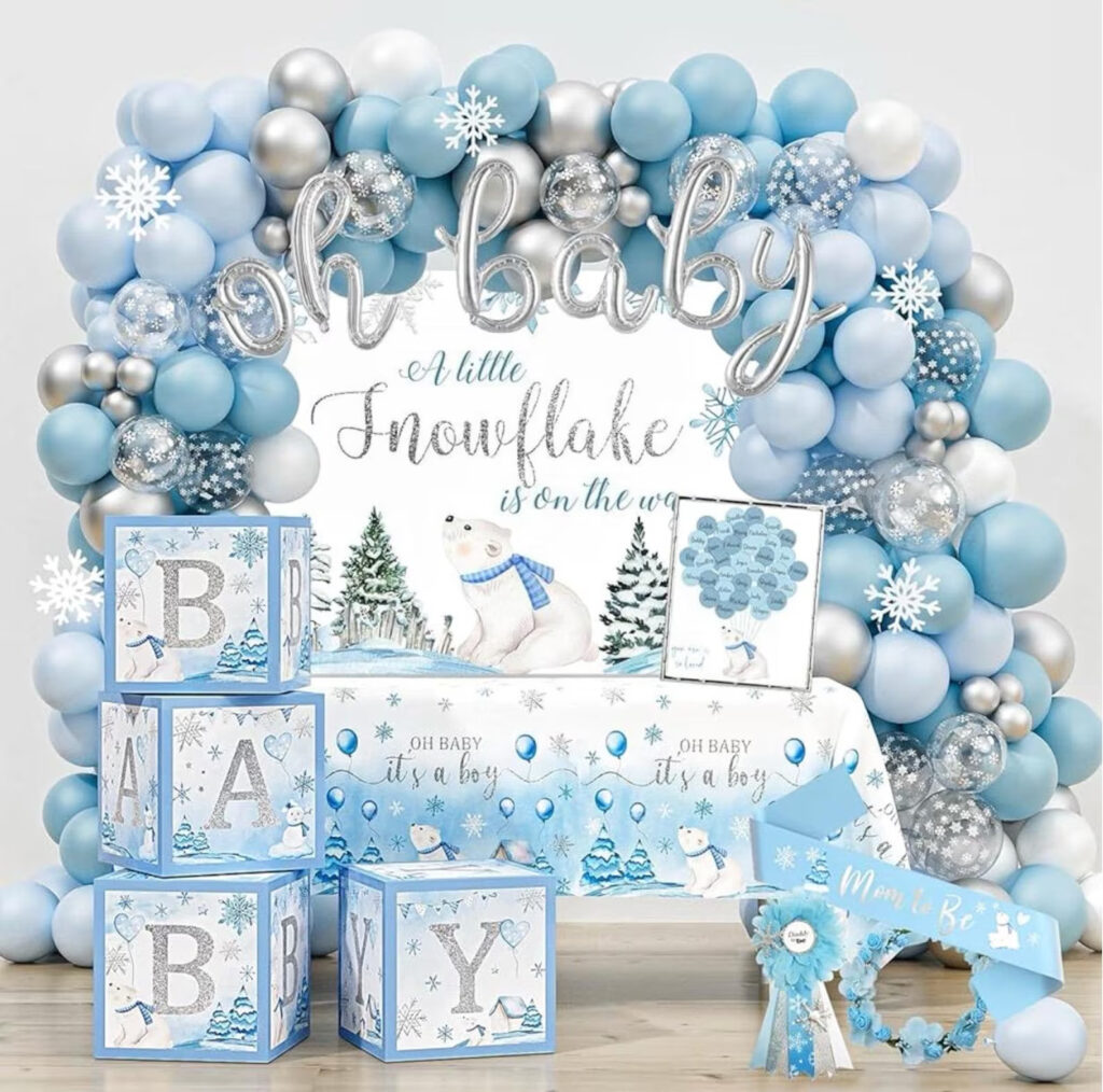 "A Little Snowflake is on the way" Baby shower decorations ideas