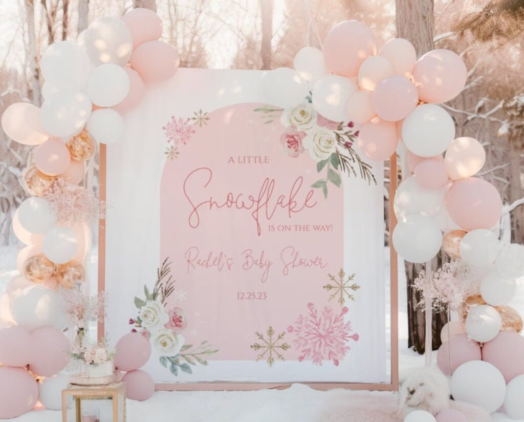 "A Little Snowflake is on the way" Baby shower decorations ideas