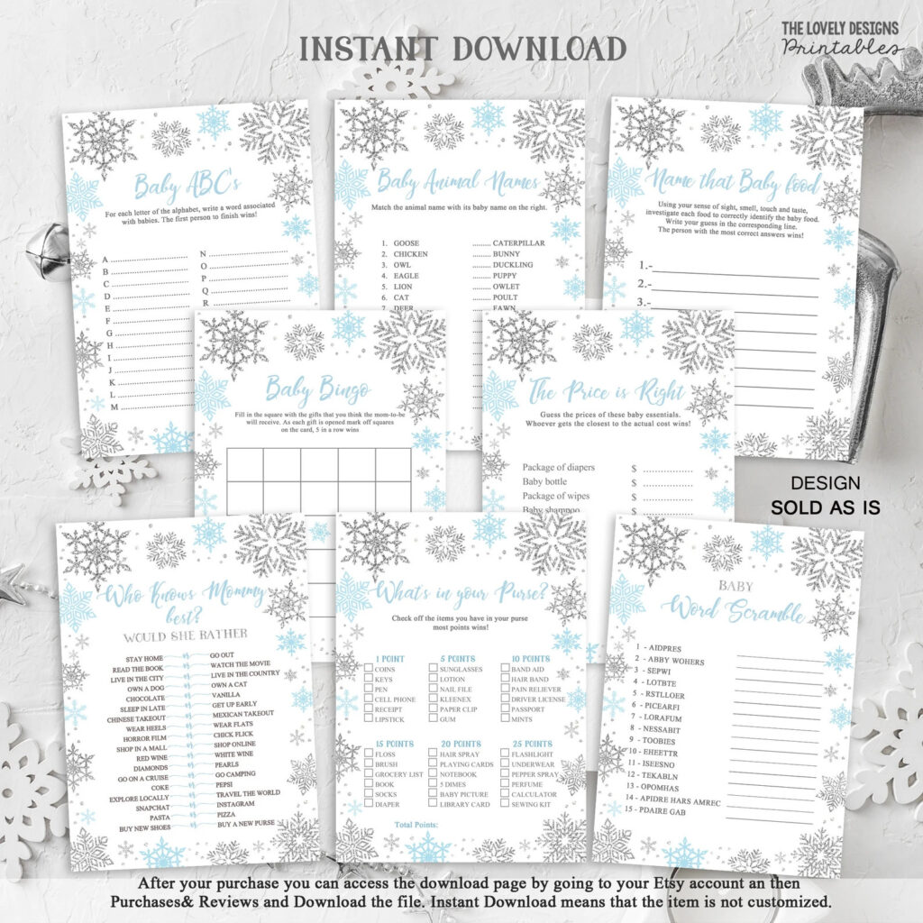 Baby It's Cold Outside Winter Wonderland Baby Shower Game Ideas