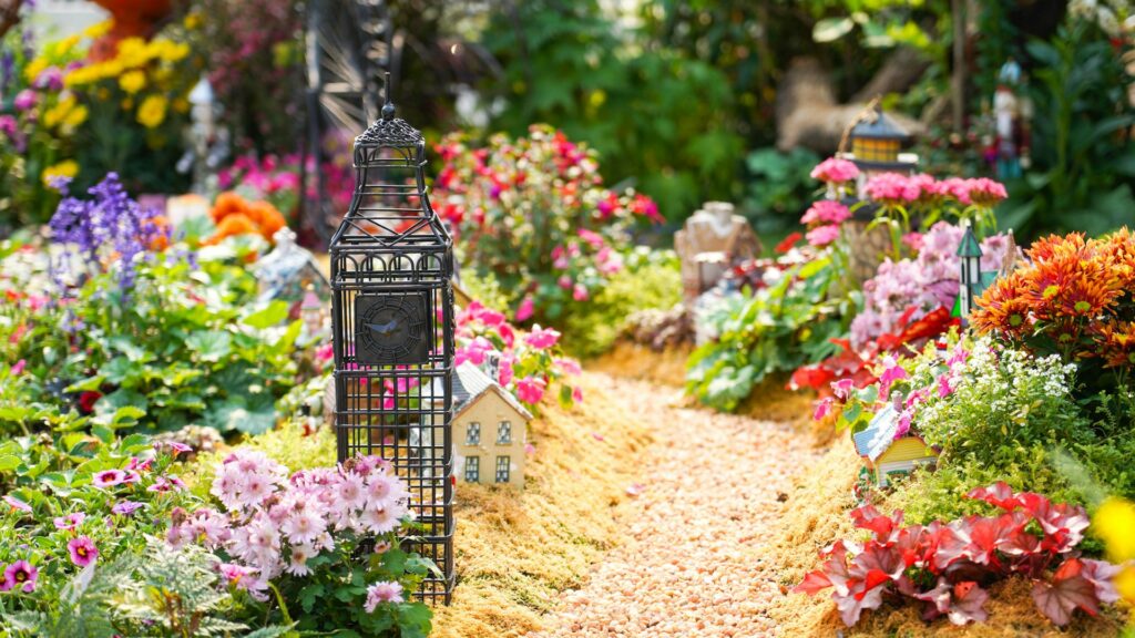 Garden with flowers in bloom