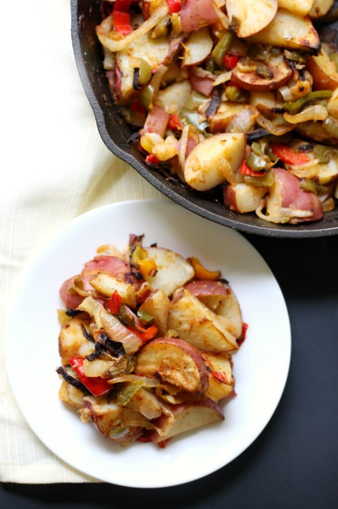 Roasted Skillet Breakfast Potatoes with Peppers & Onions