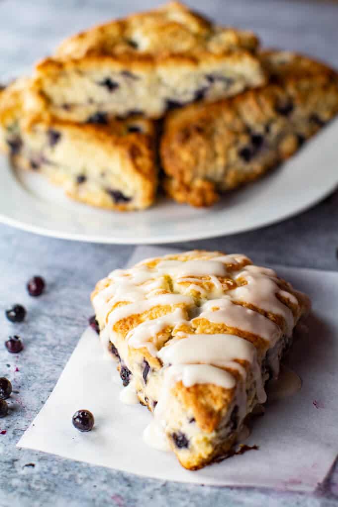 Blueberry Scones with Lemon Glaze