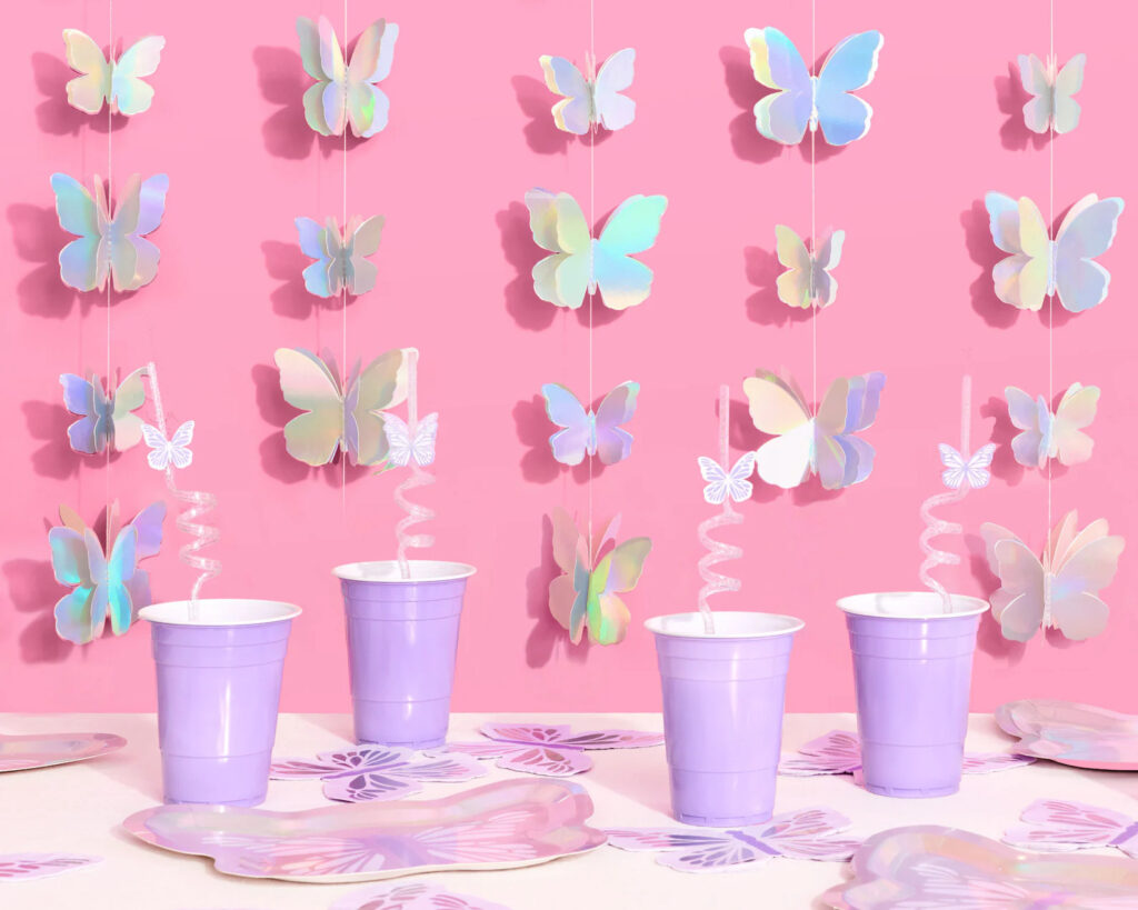 Iridescent Butterfly Hanging Garland