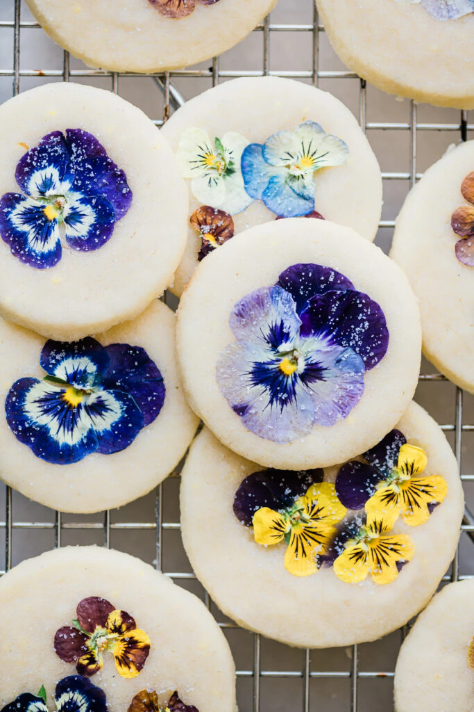 Pansy Topped Shortbread Cookies