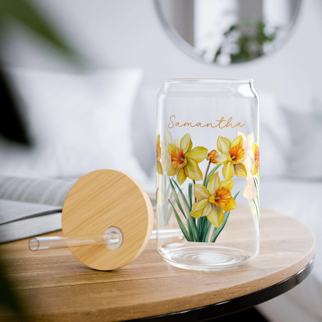 Personalized Daffodil Sipper Glass