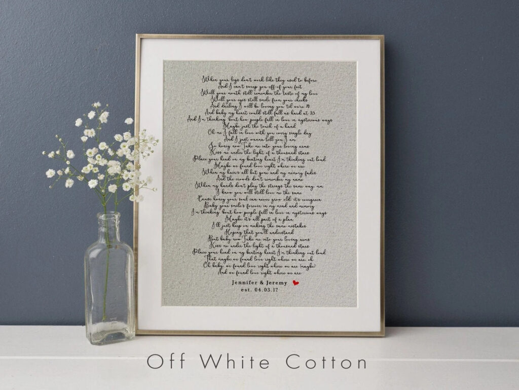 Song Lyrics Printed on Cotton