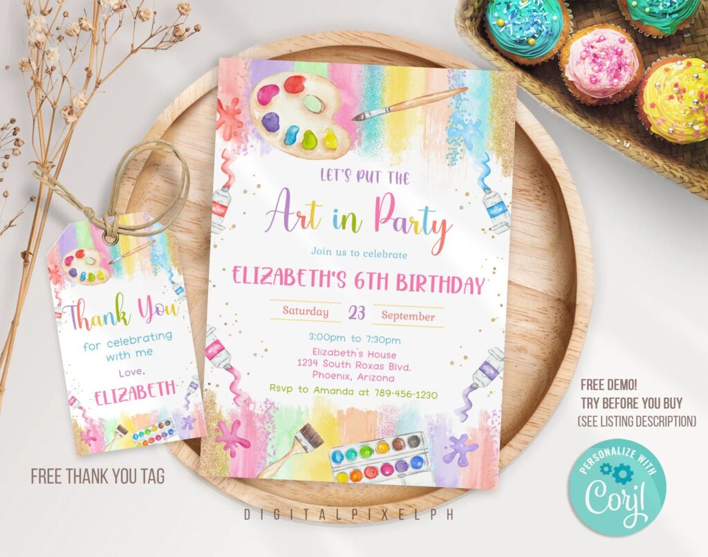 Art Birthday Party Invitation