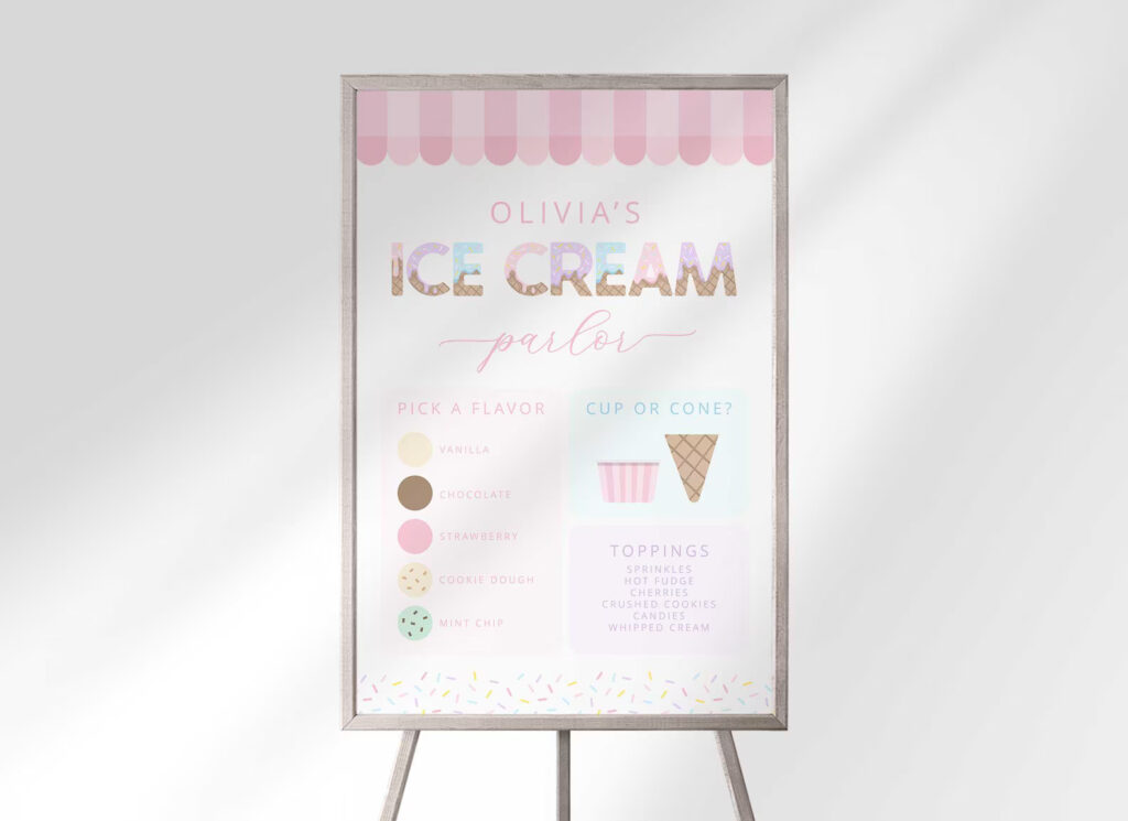 Ice Cream Bar Menu Sign