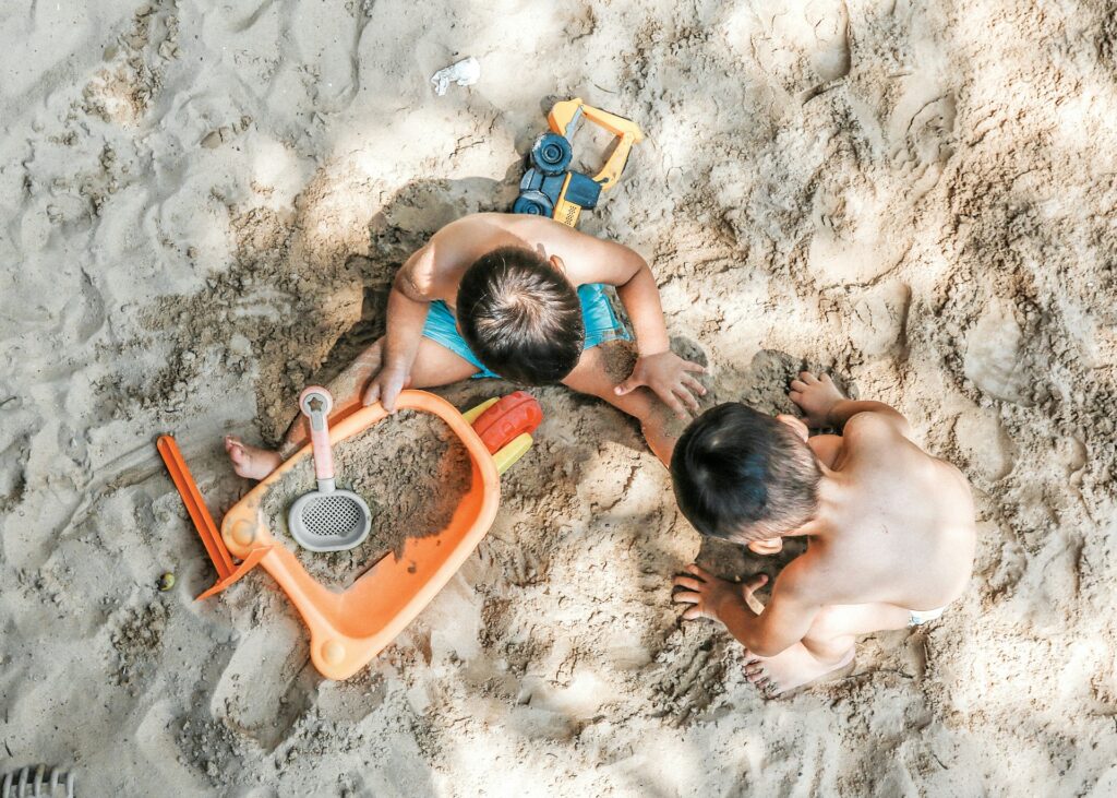 Kids playing at the beach