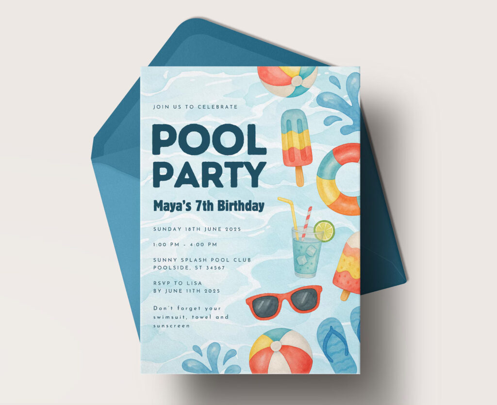 Pool Party Birthday Invitation