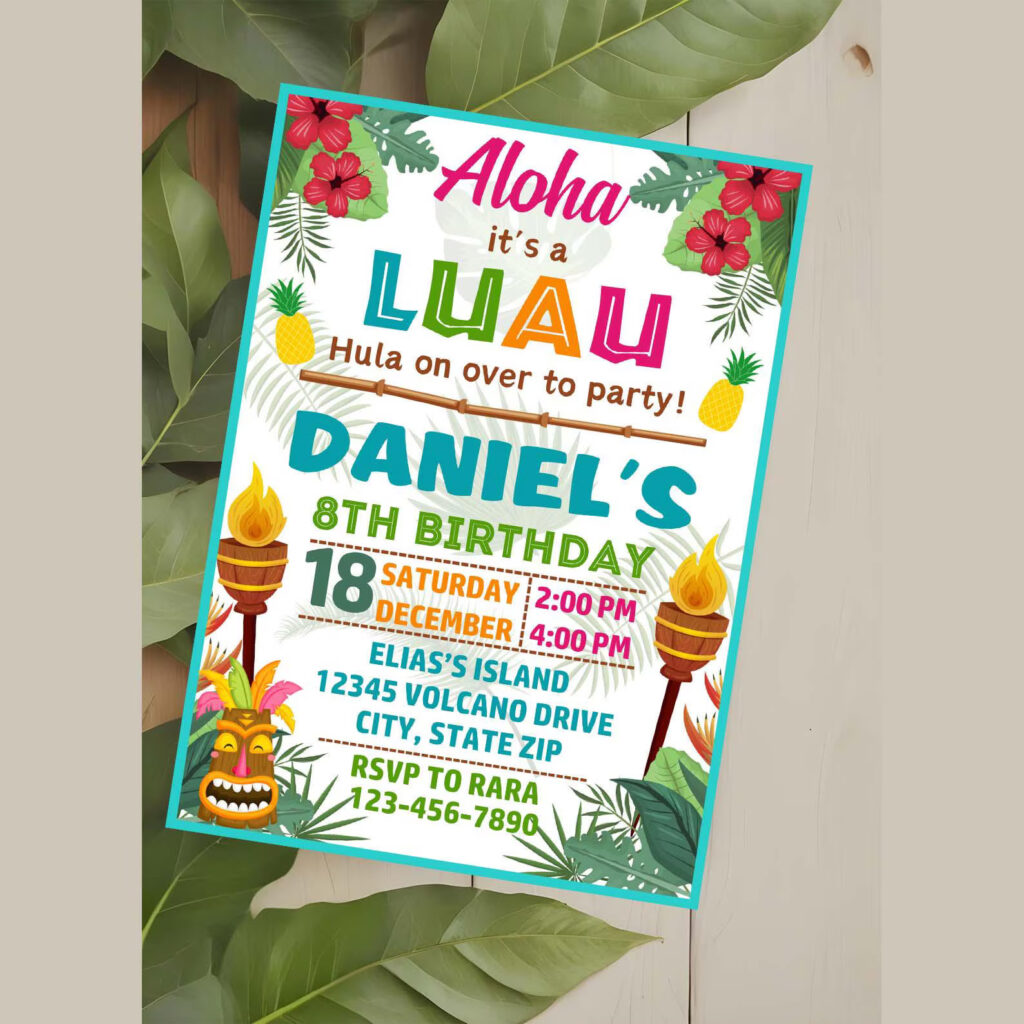 Aloha Luau Tropical Party Invitation