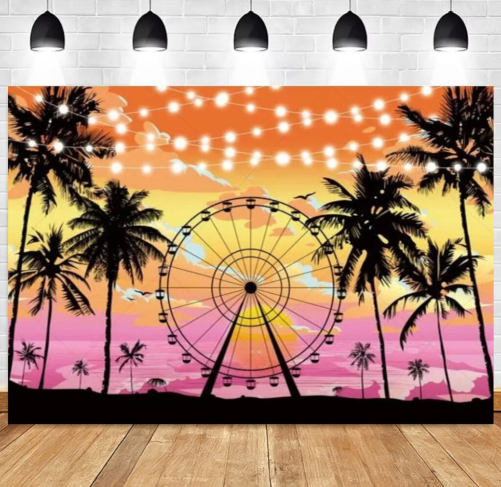 Summer Ferris Wheel Party Backdrop